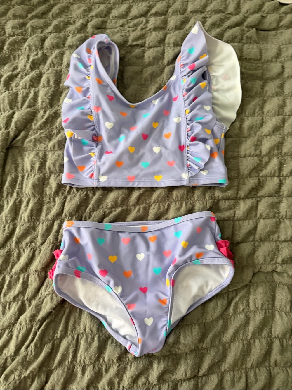 Ruffle Butts Lavender Heart Ruffle Two-Piece Swim Set